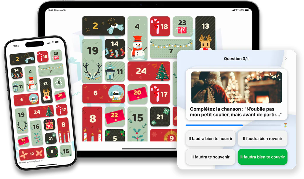Interfaz del calendario de Adviento digital de Feeling Corp
