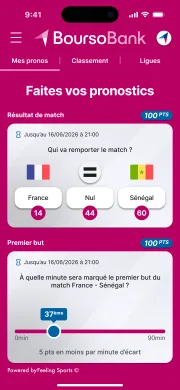 Mobile screenshot of the sports predictions game