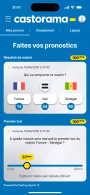 Mobile screenshot of the sports predictions game