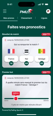 Mobile screenshot of the sports predictions game