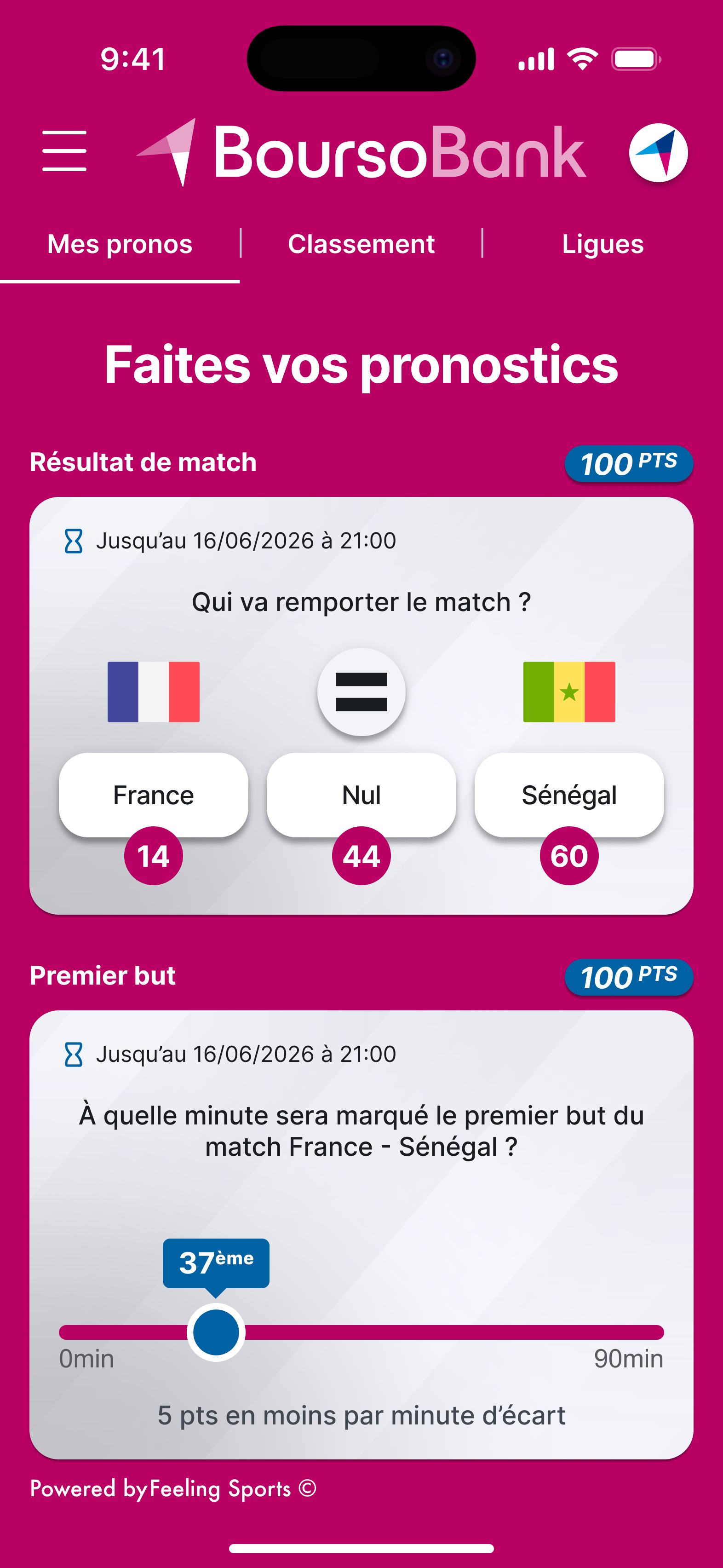 Capture d'ecran mobile du jeu de pronostics Coupe du Monde 2026