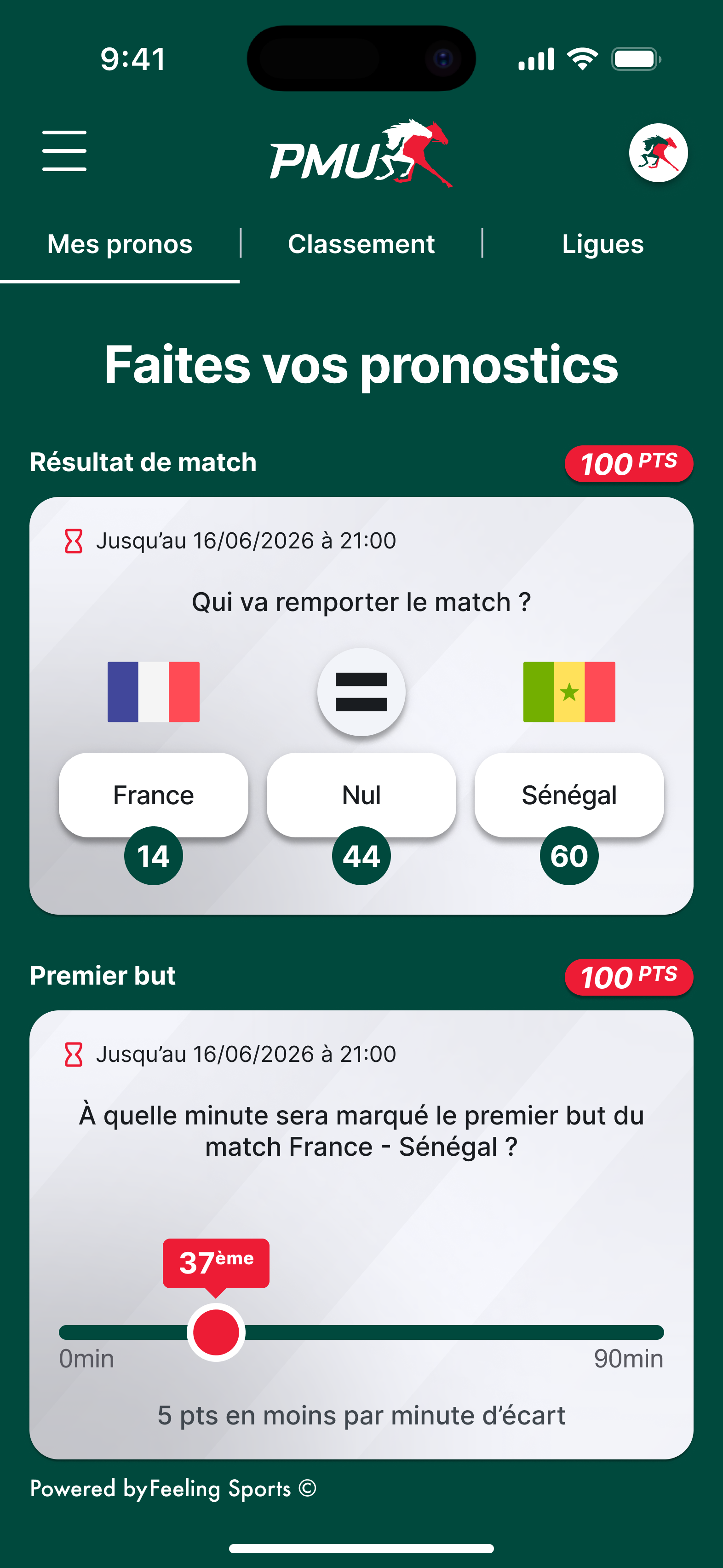 Capture d'ecran mobile du jeu de pronostics Coupe du Monde 2026